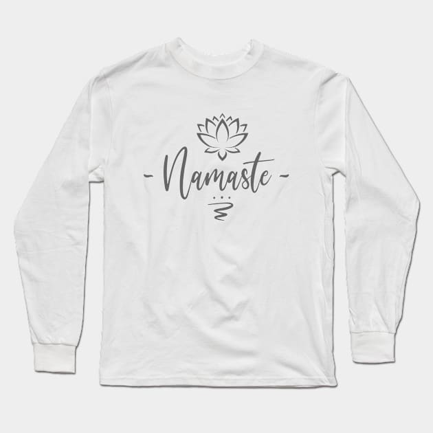 Namaste Lotus - White Long Sleeve T-Shirt by PONDERPUFFIN